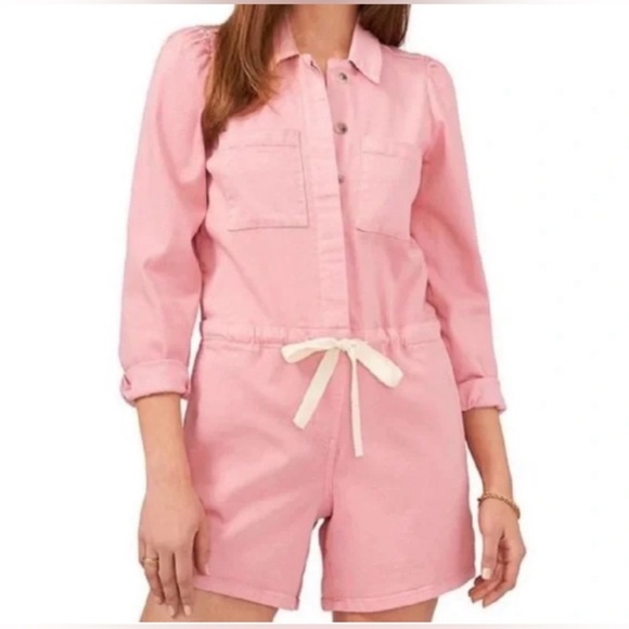 NEW - 1 STATE Twill Romper in Blush. Medium - Picture 1 of 6